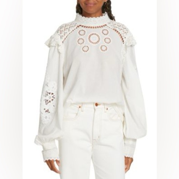 FARM Rio Tops - FARM RIO Romantic Embroidered Lace Blouse (109)